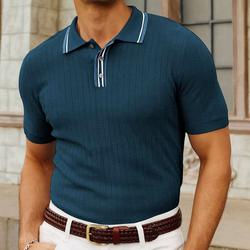 Textured Button Polo