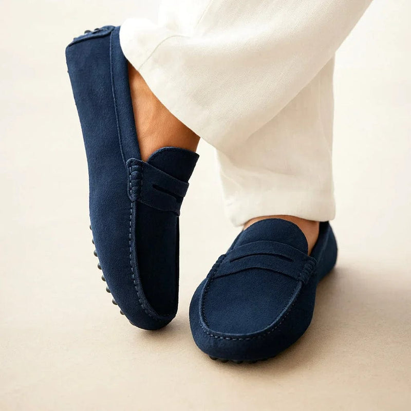 Suede Penny Driver Loafers