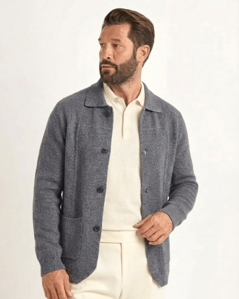 PURE EXTRA-FINE MERINO WOOL BUTTON OVERSHIRT
