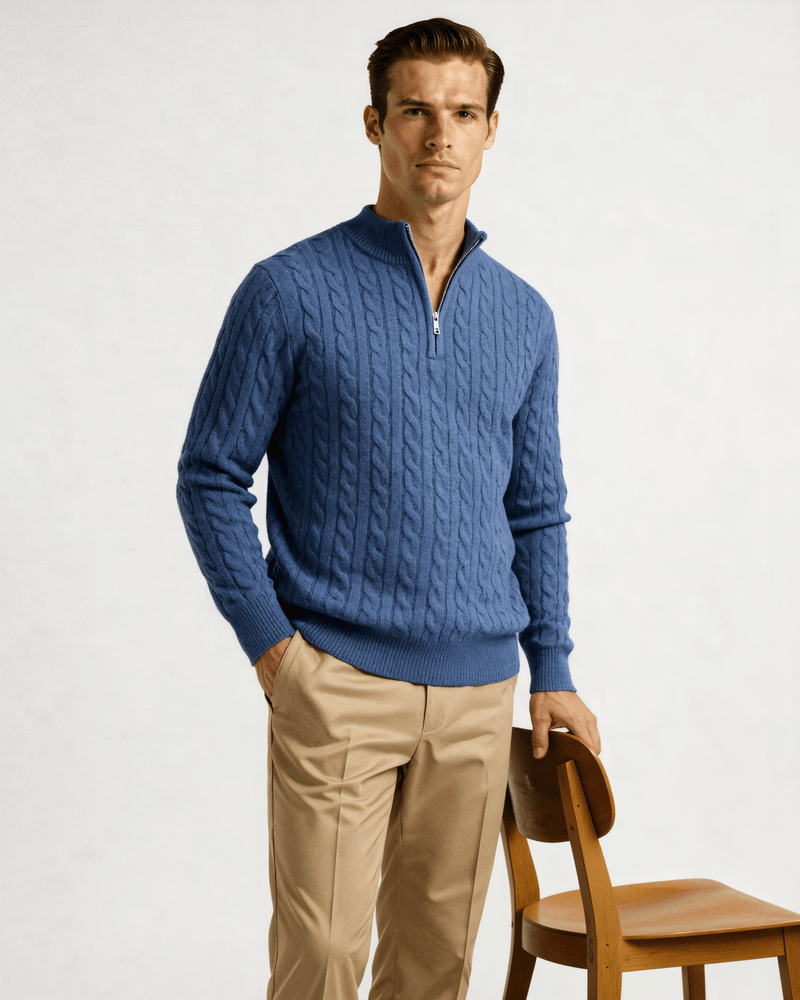 100% Cashmere Woven Half Zip