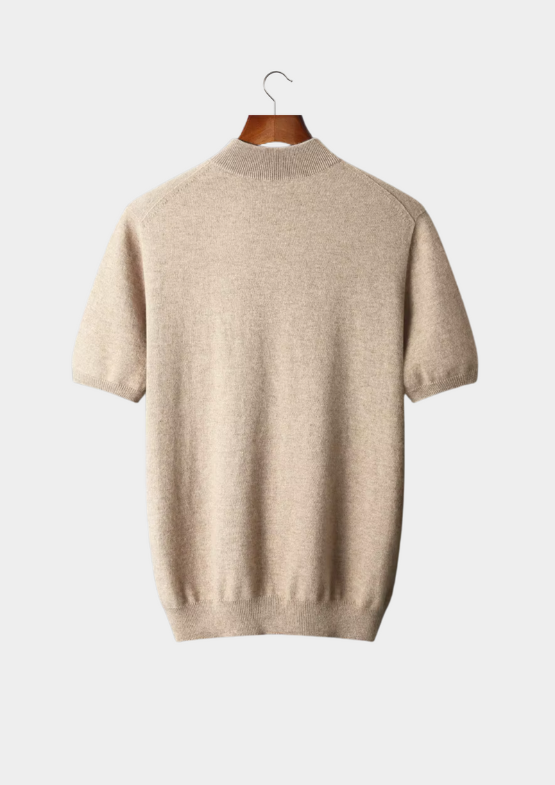 Premium Cashmere Mock Neck T-Shirt