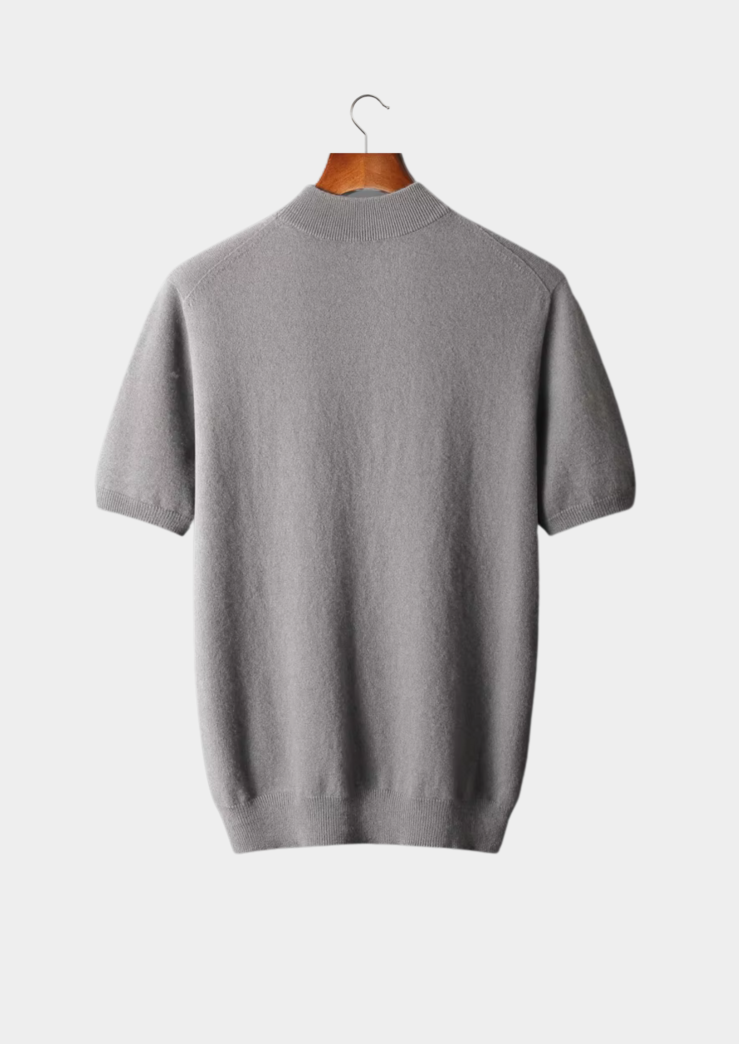 Premium Cashmere Mock Neck T-Shirt
