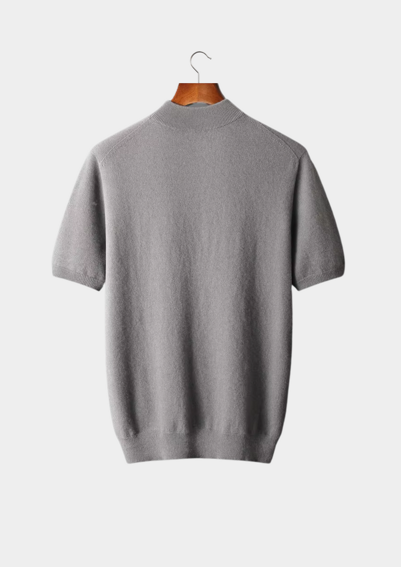 Premium Cashmere Mock Neck T-Shirt